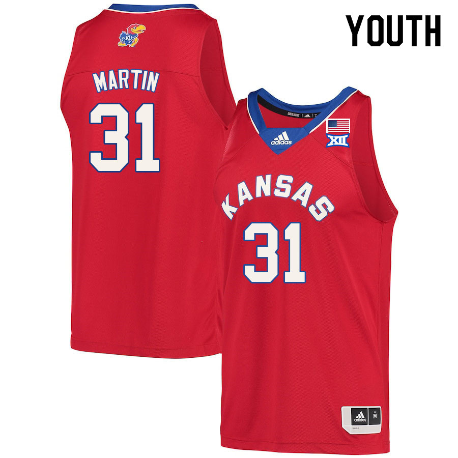 Youth #31 Cam Martin Kansas Jayhawks College Basketball Jerseys Sale-Red